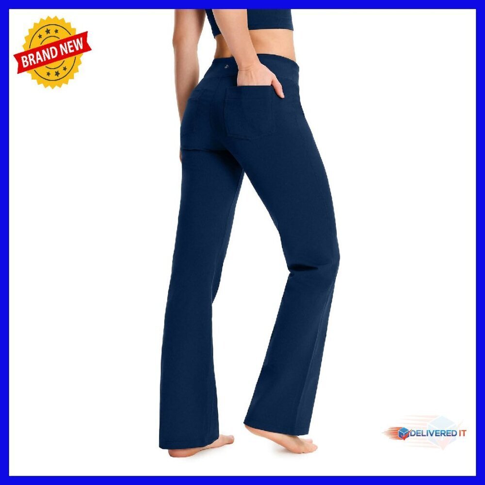 Bootcut Yoga Pants with Back Pockets, Flare Lounge Travel Pants